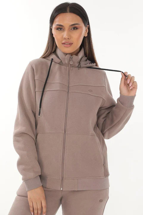 Plus Size Women’s Zip-Up 3-Yarn Brushed Hoodie Set