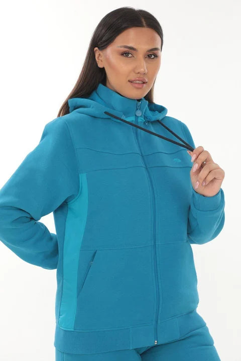 Plus Size Women’s Zip-Up 3-Yarn Brushed Hoodie Set