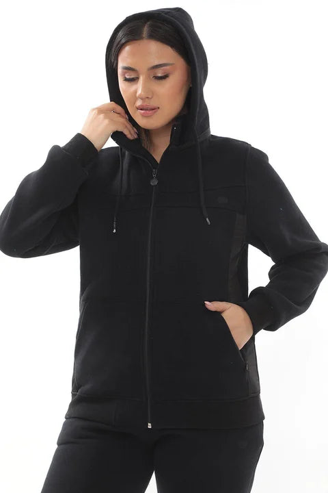 Plus Size Women’s Zip-Up 3-Yarn Brushed Hoodie Set