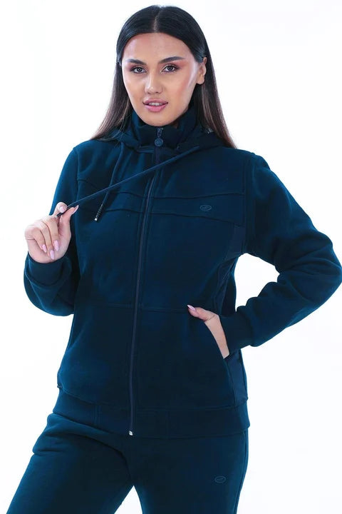 Plus Size Women’s Zip-Up 3-Yarn Brushed Hoodie Set