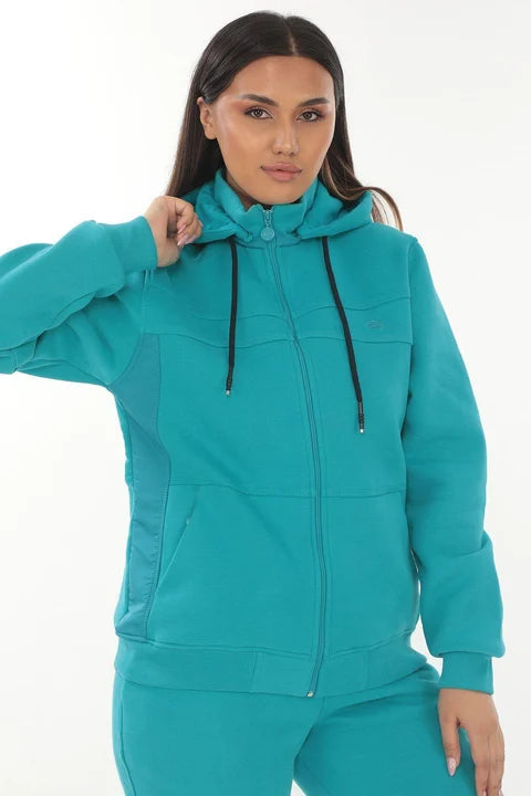 Plus Size Women’s Zip-Up 3-Yarn Brushed Hoodie Set