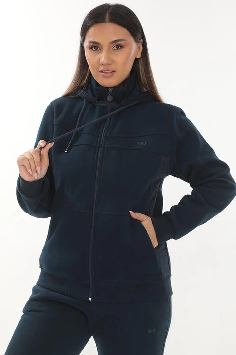 Plus Size Women’s Zip-Up 3-Yarn Brushed Hoodie Set
