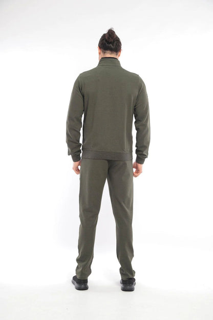 Waffle Stand Collar Tracksuit with Pocket Details