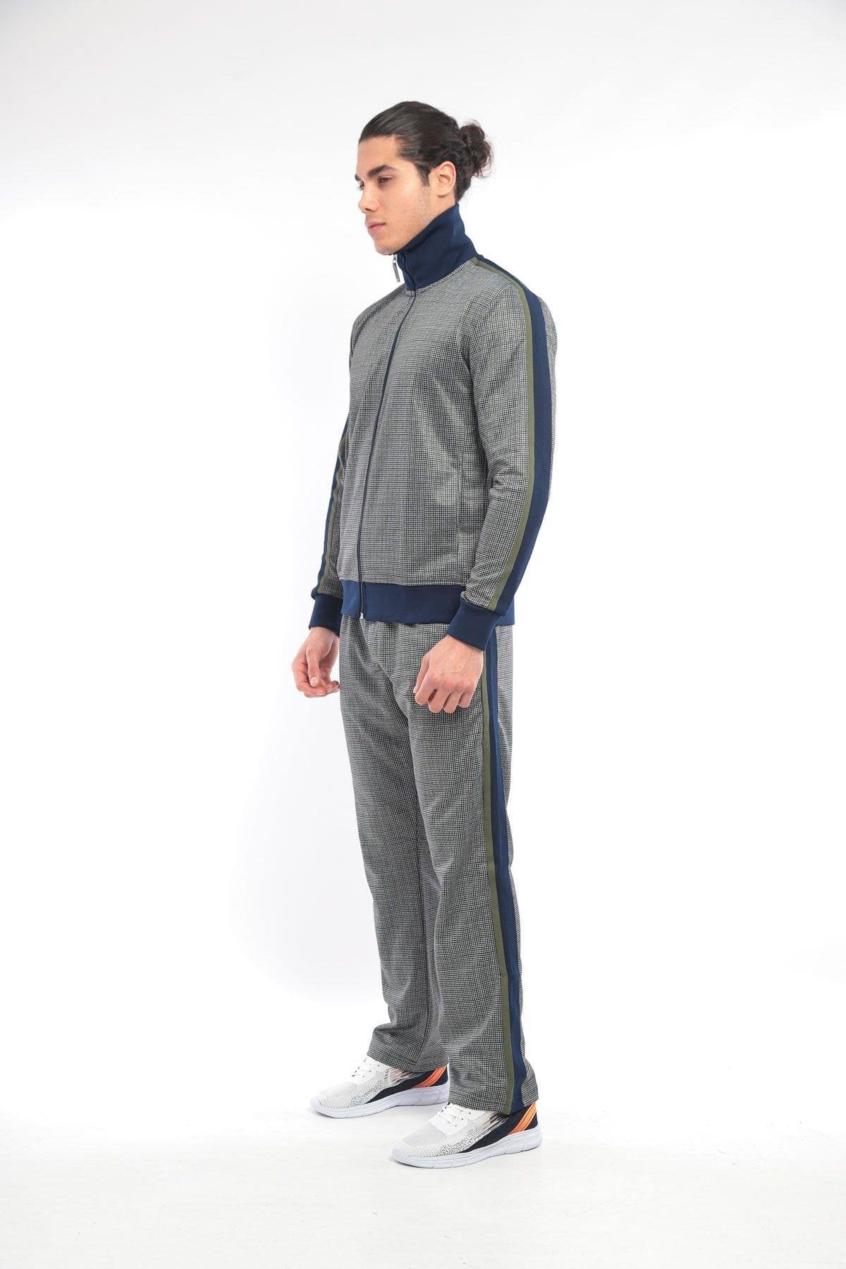 Taupe High-Collar Digital Print Tracksuit