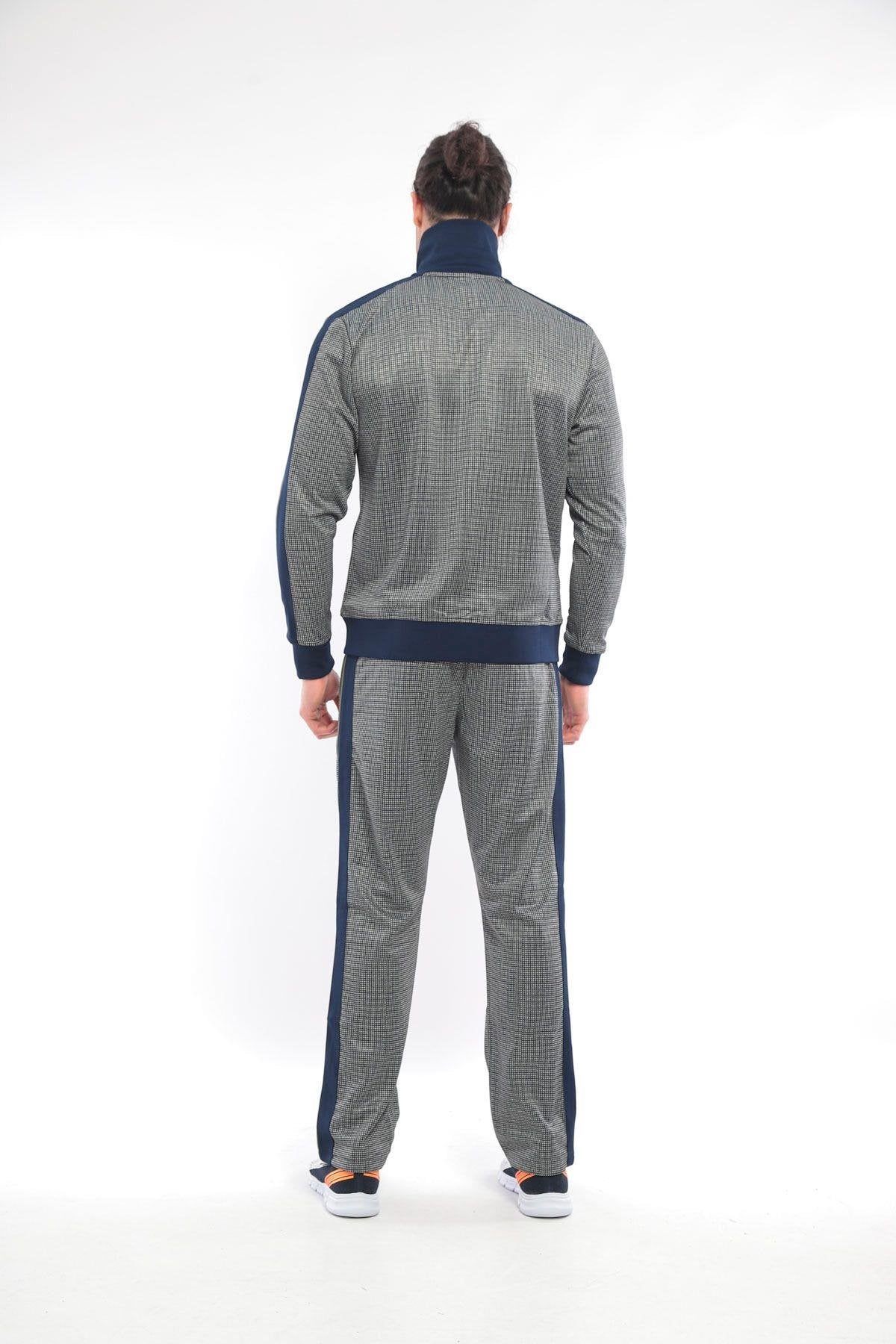 Taupe High-Collar Digital Print Tracksuit