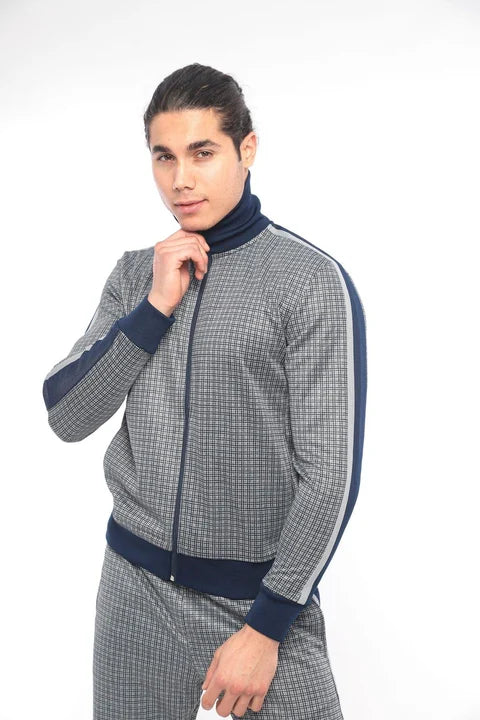 Taupe High-Collar Digital Print Tracksuit